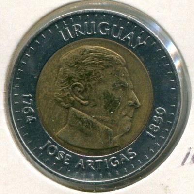 Монета Уругвай 10 песо 2000 год. Хосе Хервасио Артигас