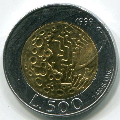 Монета Сан-Марино 500 лир 1999 год.