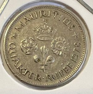 Монета Маврикий 1/4 рупии 1978 г.