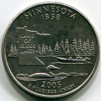 Монета США 25 центов 2005 год. Штат Миннесота. P