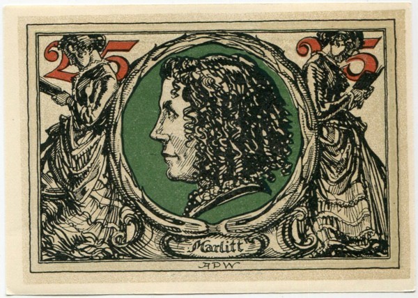 Банкнота город Арнштадт 25 пфеннигов 1921 год.