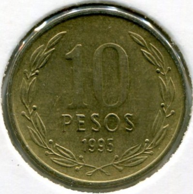 Монета Чили 10 песо 1995 год.