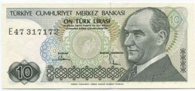 Турция, банкнота 10 лир 1970 г.