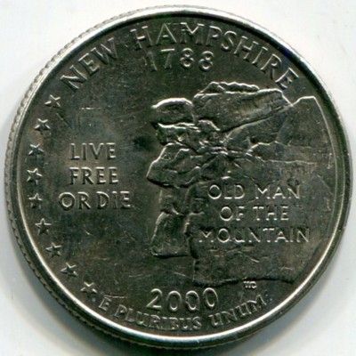 Монета США 25 центов 2000 год. Штат Нью-Гэмпшир. P
