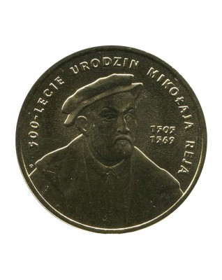 2 злотых Миколай Рей (1505 - 1569) 500 лет со дня рождения 2005 г.