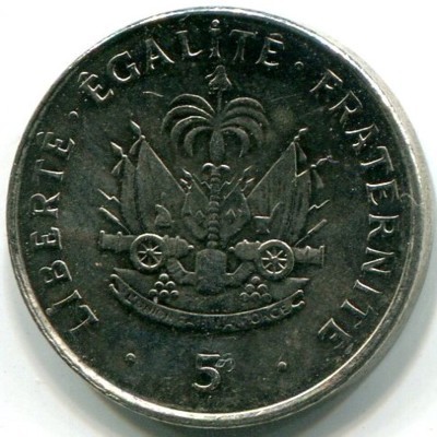 Монета Гаити 5 сантимов 1997 год.