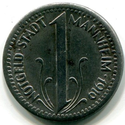Монета Мангейм 10 пфеннигов 1919 год. Нотгельд