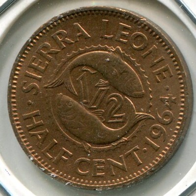 Монета Сьерра-Леоне 1/2 цента 1964 год.