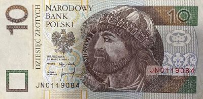 Банкнота Польша 10 злотых 1994 год. 