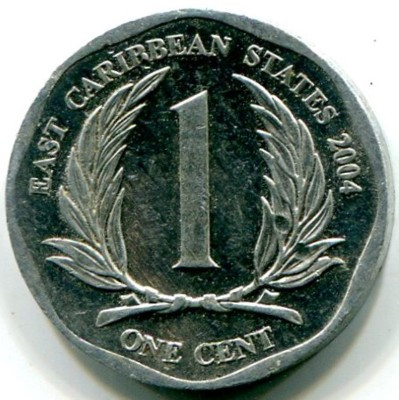 Монета Восточные Карибы 1 цент 2004 год. 