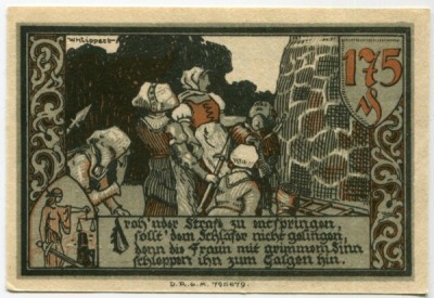 Банкнота город Падерборн 50 пфеннигов 1921 год.