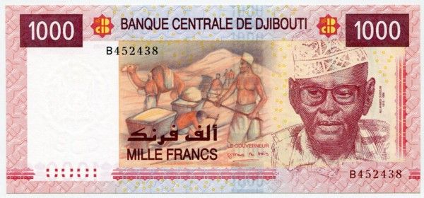 Банкнота Джибути 1000 франков 2005 год. 