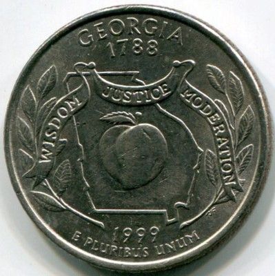 Монета США 25 центов 1999 год. Штат Джорджия. P