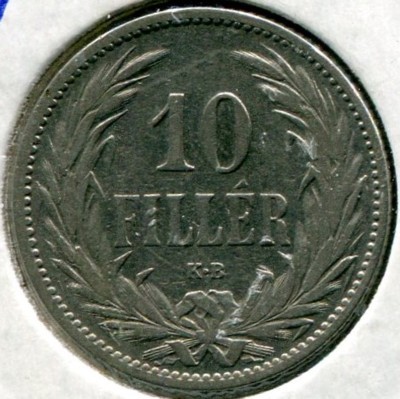 Монета Венгрия 10 филлеров 1894 год.