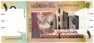 Банкнота Судан 1 фунт 2006 год.