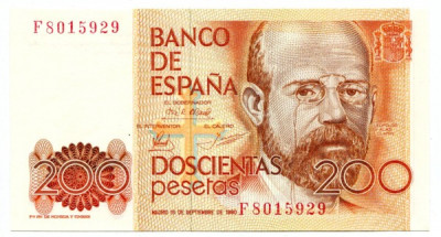 Банкнота Испания 200 песет 1980 год.