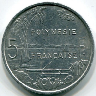 Монета Французская Полинезия 5 франков 1993 год.