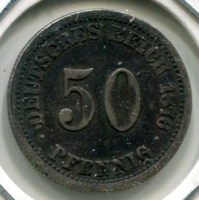Монета Германия 50 пфеннигов 1876 год.