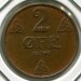 Монета Норвегия 2 эре 1940 год.