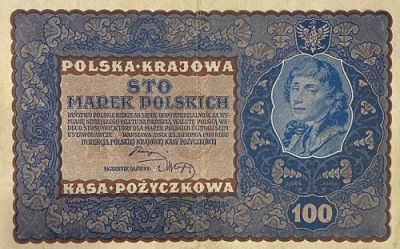 Банкнота Польша 100 марок польских 1919 год