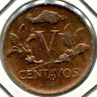 Монета Колумбия 5 сентаво 1968 год.