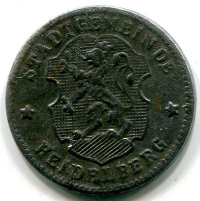 Монета Хайдельберг 10 пфеннигов 1918 год. Нотгельд