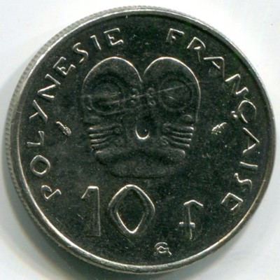 Монета Французская Полинезия 10 франков 1986 год.