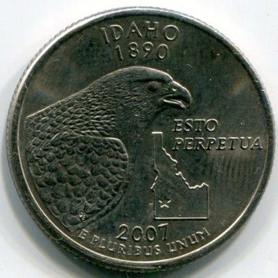 Монета США 25 центов 2007 год. Штат Айдахо. P