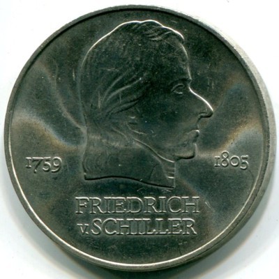 Монета ГДР 20 марок 1972 год. Фридрих фон Шиллер.