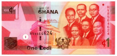 Банкнота Гана 1 седи 2017 год.