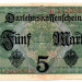 Банкнота Германская Империя 5 марок 1917 год. 