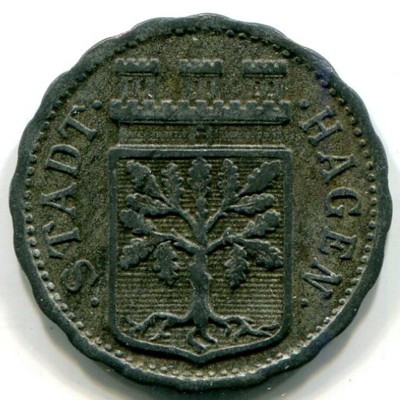 Монета Хаген 10 пфеннигов 1917 год. Нотгельд