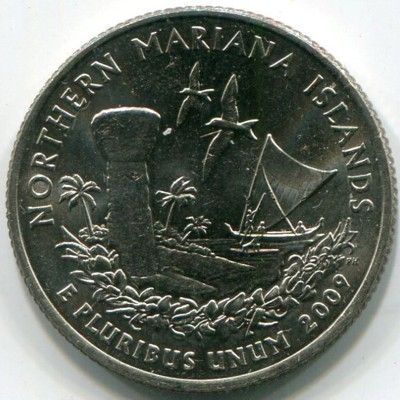 Монета США 25 центов 2009 год. Территория Северных Марианских островов. D
