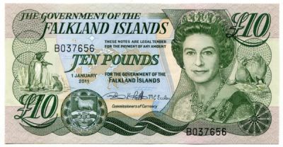 Банкнота Фолклендские острова 10 фунтов 2011 год.