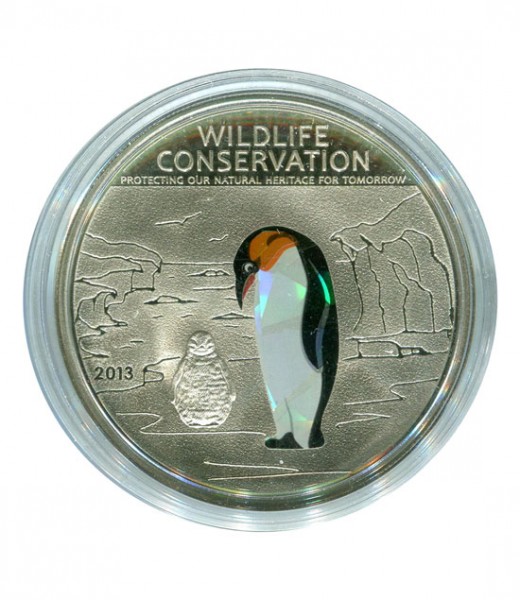Острова Кука, 5 долларов 2013 г. Пингвин