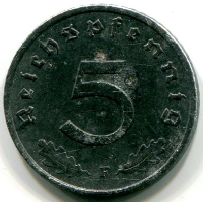 Монета Германия 5 рейхспфеннигов 1941 год. F
