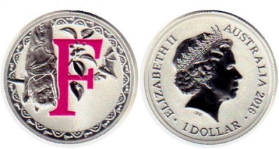 Австралия, 1 доллар 2016 год Алфавит (буква F)