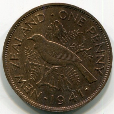 Монета Новая Зеландия 1 пенни 1941 год.