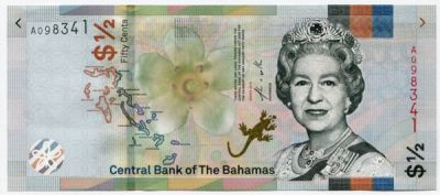 Банкнота Багамские острова 1/2 доллара 2019 год.