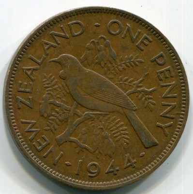 Монета Новая Зеландия 1 пенни 1944 год.
