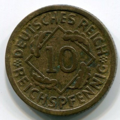 Монета Германия 10 рейхспфеннигов 1929 год. G