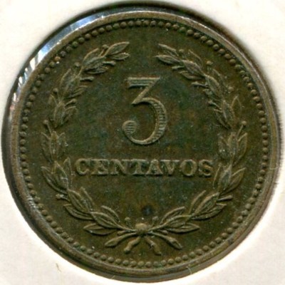 Монета Сальвадор 3 сентаво 1974 год.