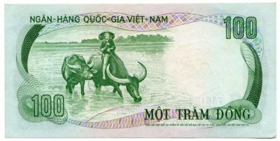 Банкнота Южный Вьетнам 100 донгов 1972 год.