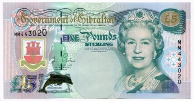 Банкнота Гибралтар 5 фунтов 2000 год. Миллениум