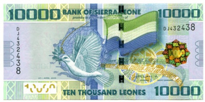 Банкнота Сьерра-Леоне 10000 леоне 2010 год.