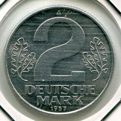 Монета ГДР 2 марки 1957 год.