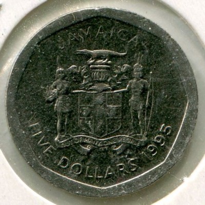 Монета Ямайка 5 долларов 1995 год.