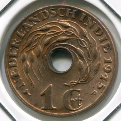 Монета Нидерландская Индия 1 цент 1945 год.