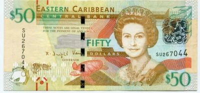Банкнота Восточные Карибы 50 долларов 2012 год.