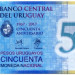 Банкнота Уругвай 50 песо 2017 год. 50 лет банку Уругвая.